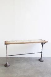 フランスアンティーク　アイアンレッグ　木製テーブル