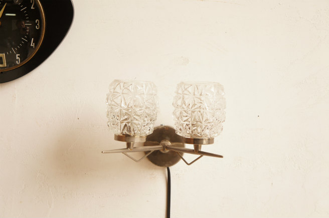 ミッドセンチュリー 2灯ガラスブラケットランプ