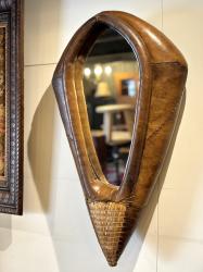 フランス ヴィンテージ レザーミラー