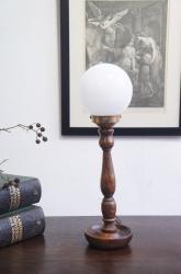 イギリスアンティーク　木製燭台テーブルランプ