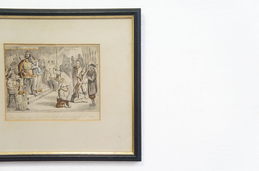 イギリスアンティーク　エドワード3世風刺画 額絵