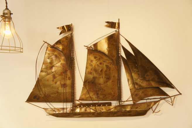 ヴィンテージ メタル製 船のウォールアート