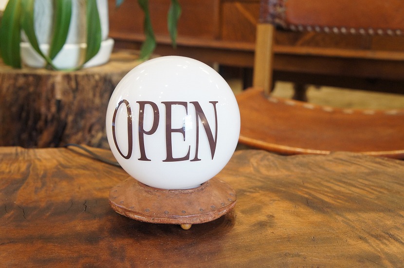 アンティーク レザーベース OPENサイン