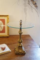 フランスアンティーク  ガラストップミニテーブル