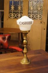 フランスアンティーク　真鍮製 燭台 CASHIERサインテーブルランプ