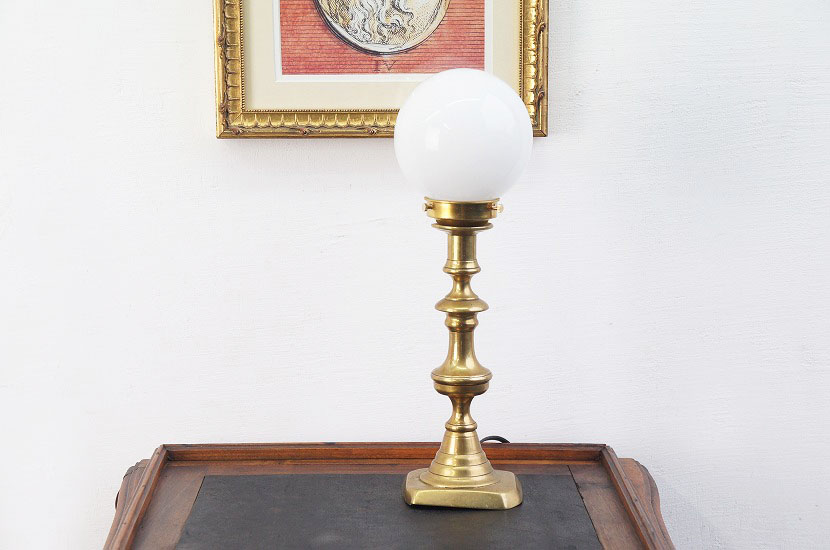 フランスアンティーク 真鍮製 燭台テーブルランプ　B