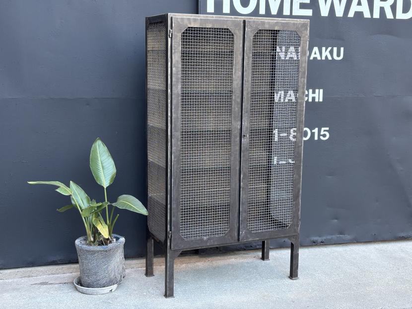  ヴィンテージ インダストリアル メッシュキャビネット