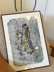 フランスヴィンテージ OLIVE TAMARI 抽象アートパネル