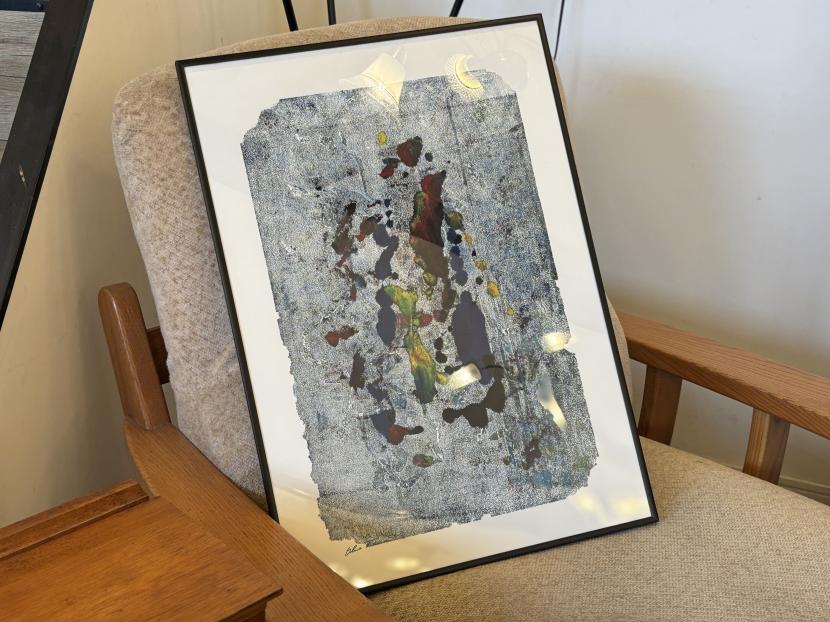 フランスヴィンテージ OLIVE TAMARI 抽象アートパネル