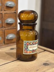 フランスアンティーク　アンバーガラス瓶　OISEAUX