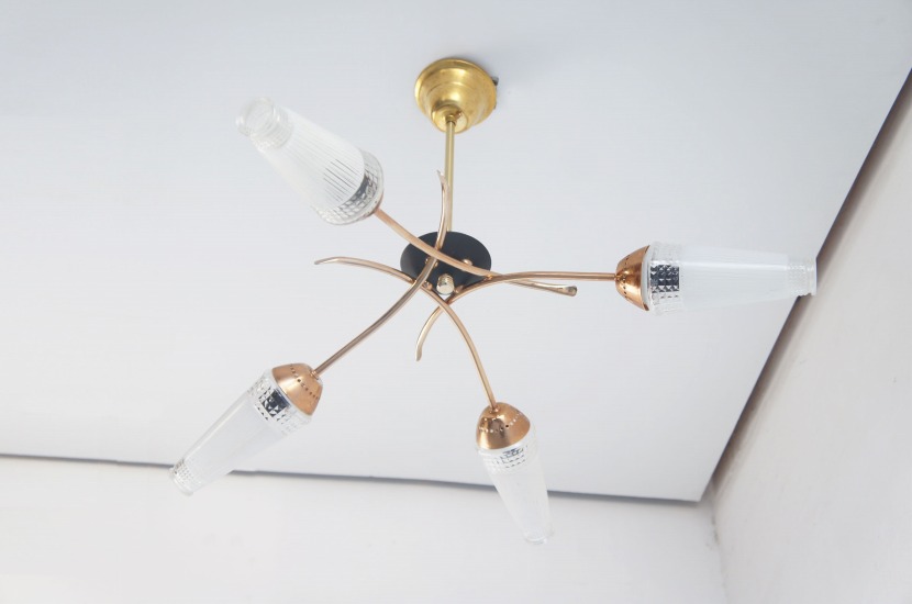 フレンチミッドセンチュリー ヴィンテージ 4灯シャンデリア