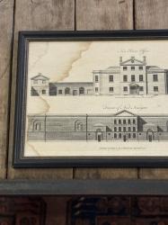 アンティーク 18世紀クラシック建築 銅版画 額装