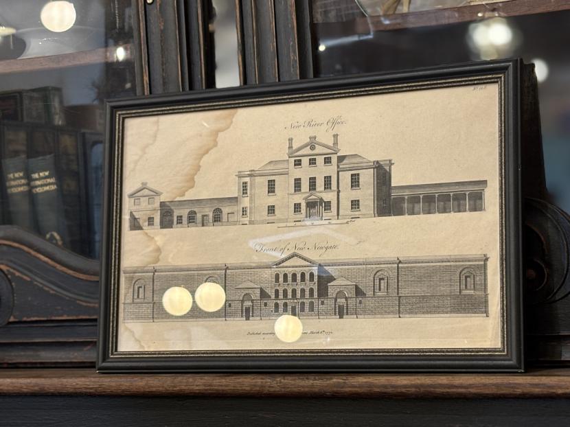 アンティーク 18世紀クラシック建築 銅版画 額装