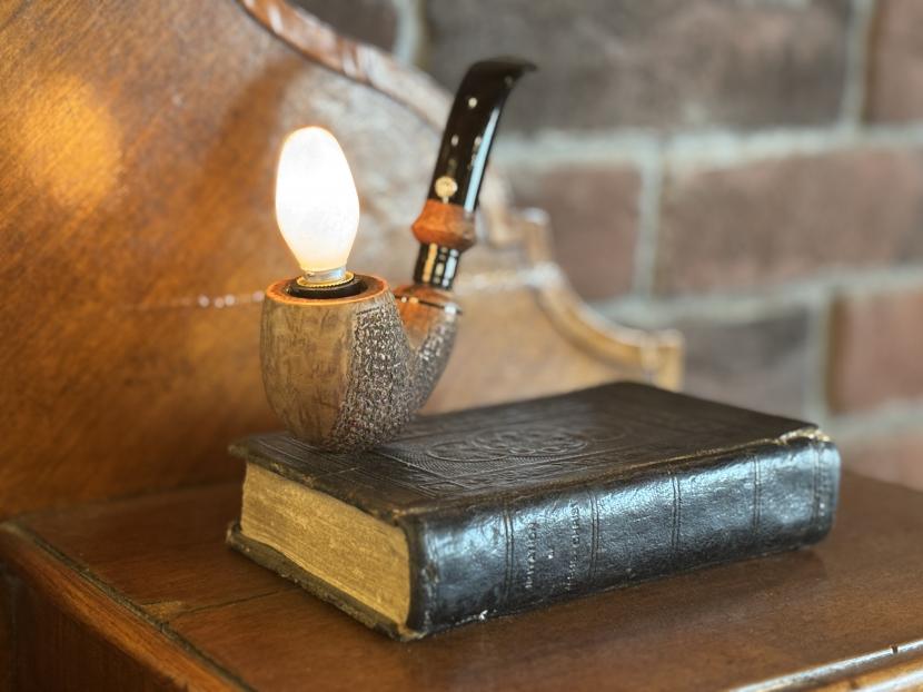 アンティーク　オールドパイプ×古書ランプ