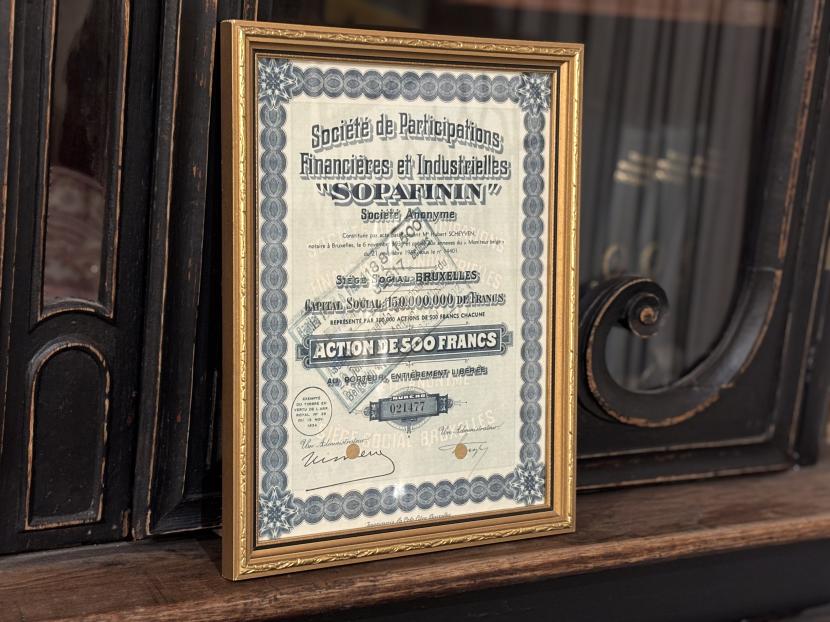 1930's アンティーク 株券 額装