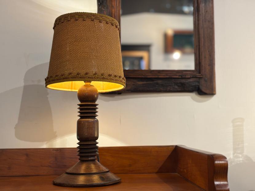 フランス アンティーク ウッドテーブルランプ