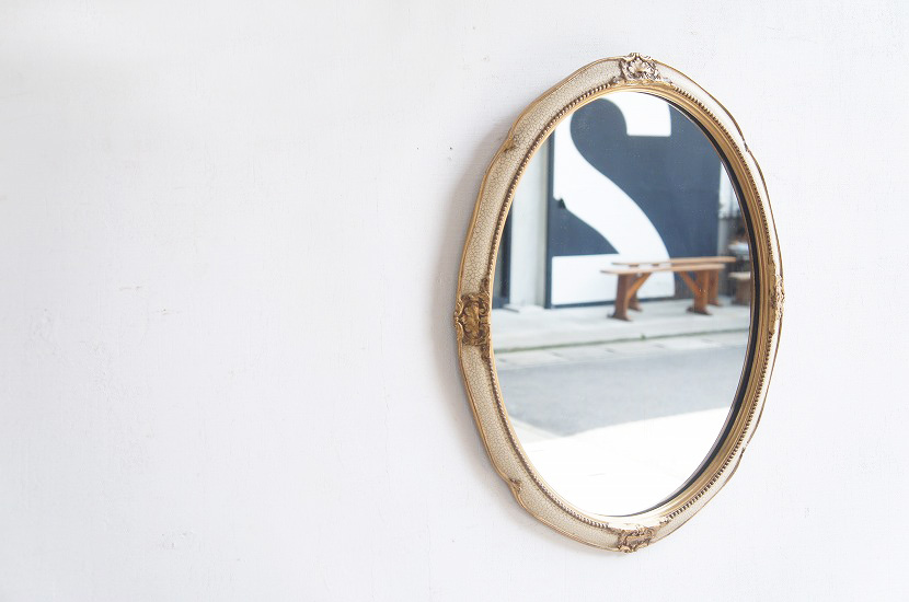 フランスアンティーク　オーバルミラー