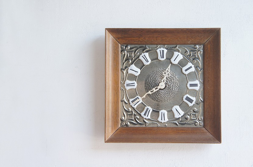 フランスヴィンテージ　ウッドフレームクロック