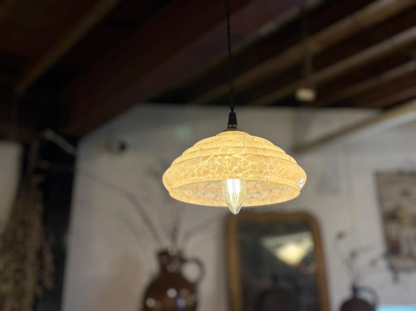 フランスアンティーク ガラスペンダントランプ