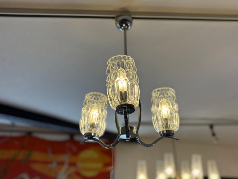 フレンチミッドセンチュリー スペースエイジ 3灯シャンデリア