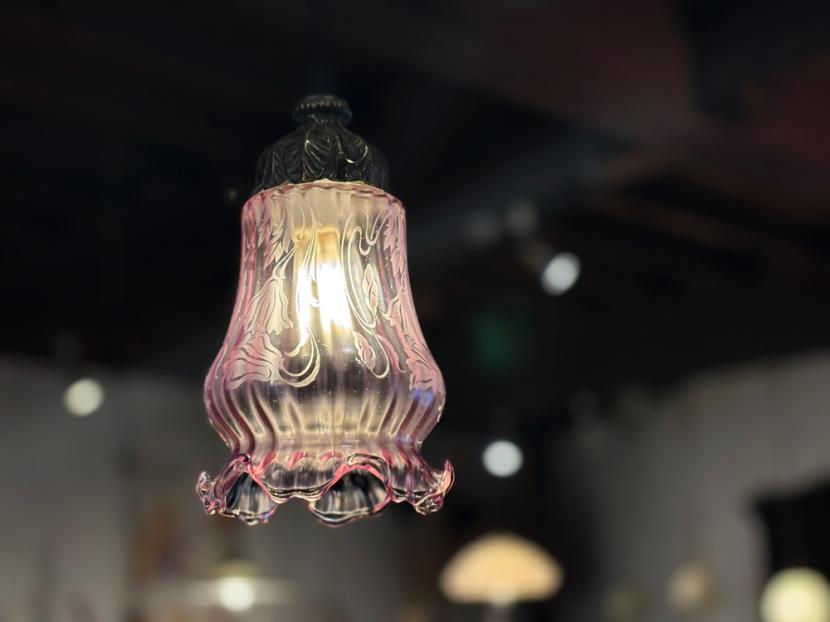 フランス アンティーク ガラスシェードランプ