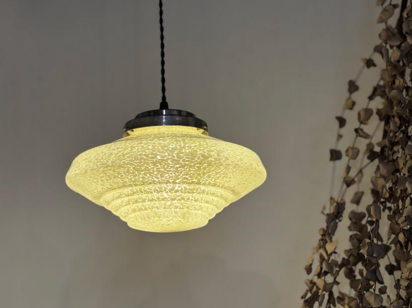 フランスアンティーク ガラスペンダントランプ