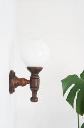 フランスアンティーク ガラスボール ウッド ブラケットランプ (在庫2)