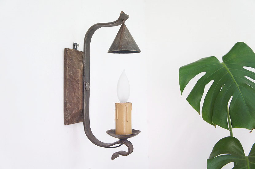 フランスアンティーク キャンドルモチーフ ブラケットランプ