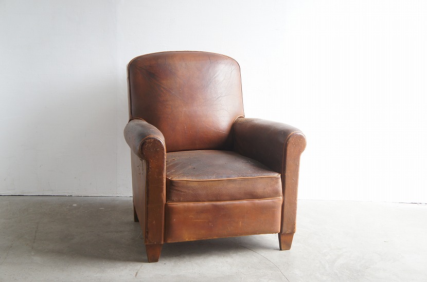 フランス アンティーク　レザークラブソファ