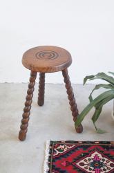 フランスアンティーク ツイストレッグ ウッドスツール B
