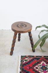 フランスアンティーク　ボビンレッグ　ウッドスツール C