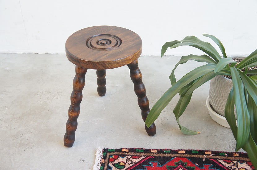 フランスアンティーク　ボビンレッグ　ウッドスツール C