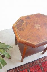 アンティーク レザートップ サイドテーブル