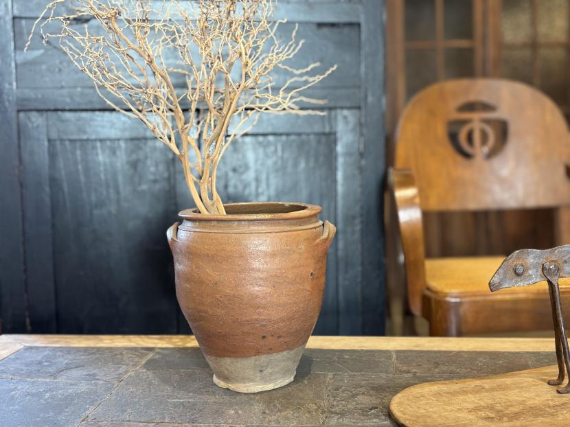 フランスアンティーク　セラミック コンフィポット (フラワーベース)