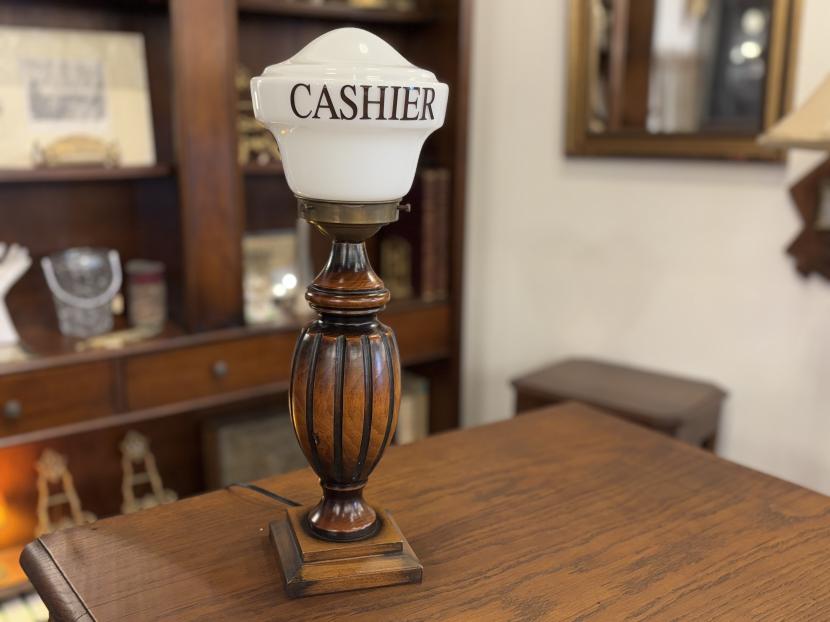 フランスアンティーク CASHIERサインテーブルランプ