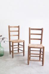  フランス アンティーク ラダーバック ラッシュシートチェア ①