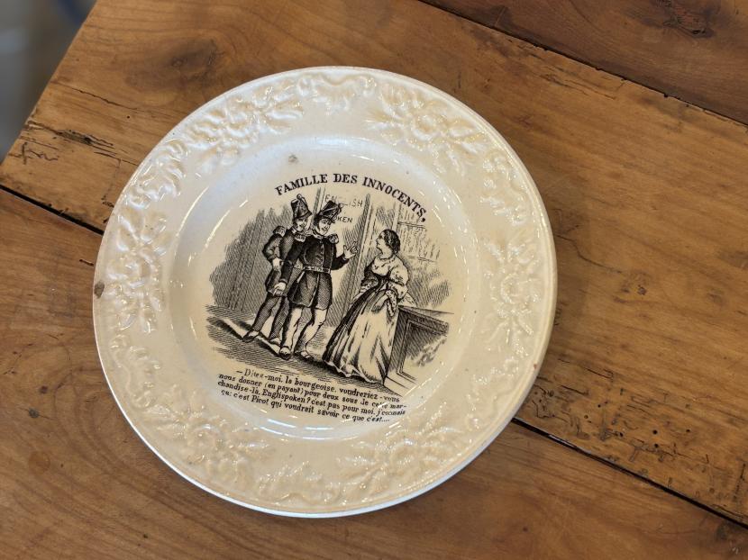 「Famille des Innocents」19世紀 フランス風刺絵 アンティークプレート