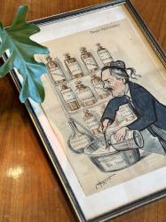 フランスアンティーク　風刺画　額絵