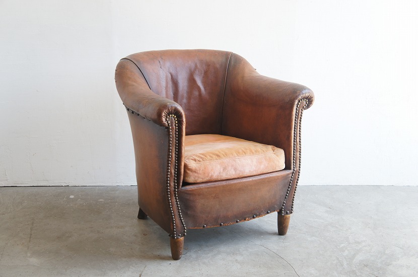 フランスアンティーク レザークラブソファ