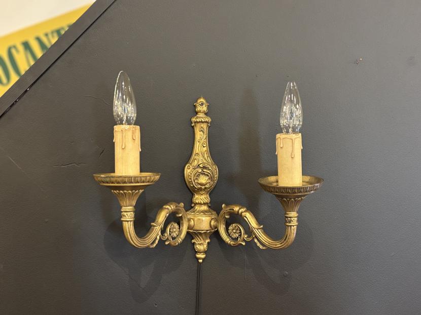 フランスアンティーク ブラス 2灯 ブラケットランプ