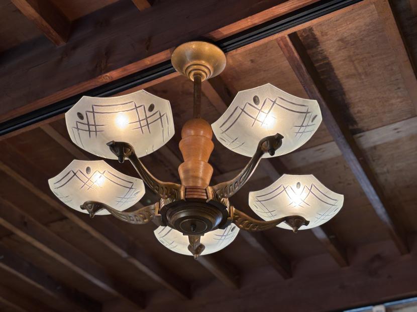 フランス アンティーク アールデコ 5灯シャンデリア