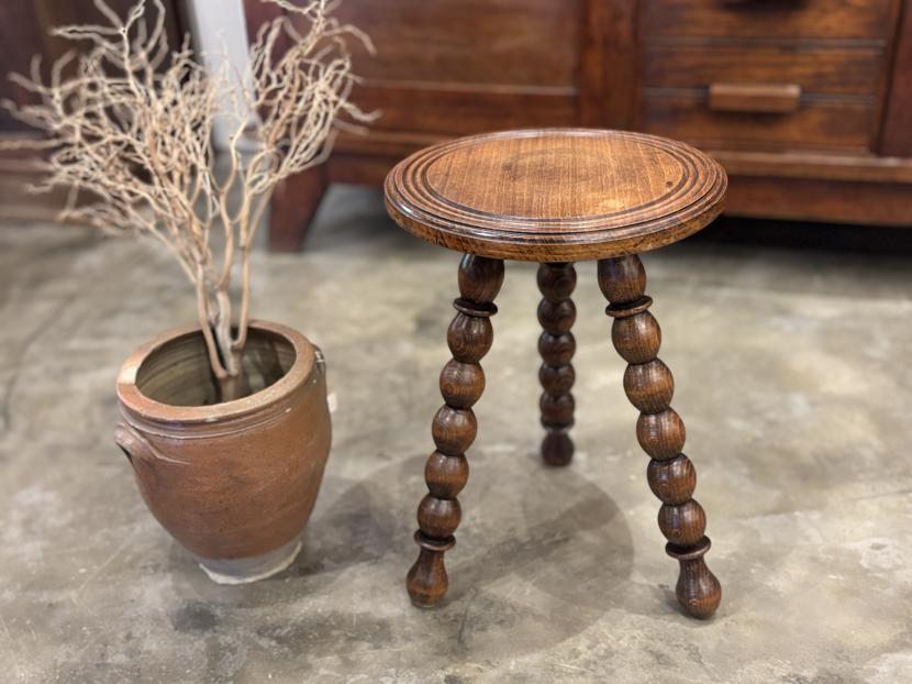 フランスアンティーク　ボビンレッグ　ウッドスツール