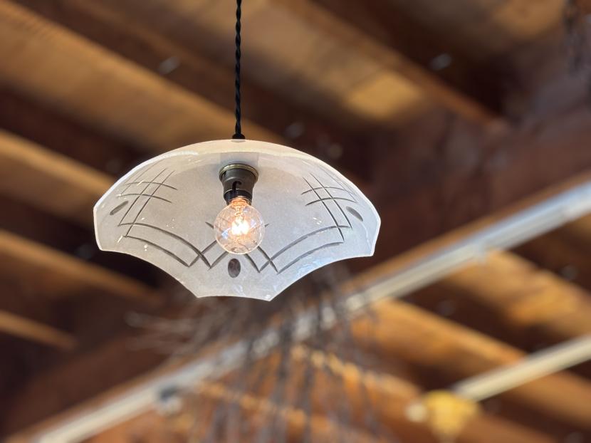 フランス アンティーク アールデコ ガラスペンダントランプ