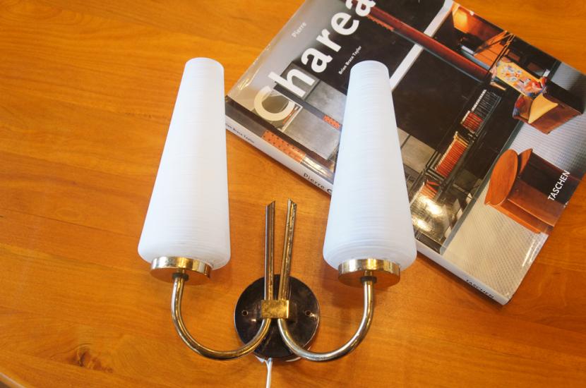  フレンチミッドセンチュリー 2灯 ヴィンテージブラケットランプ (在庫2)