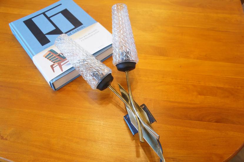 フレンチミッドセンチュリー　ヴィンテージ2灯ブラケット ①