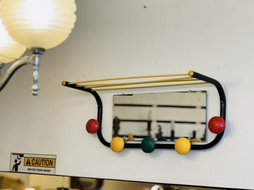 フレンチミッドセンチュリー ヴィンテージミラー付きコートハンガーラック