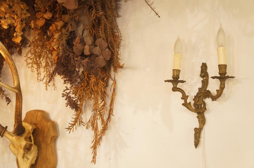 フランスアンティーク　アールヌーボー2灯ブラケットランプ