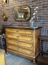 フランス19世紀　レザー天板チェスト