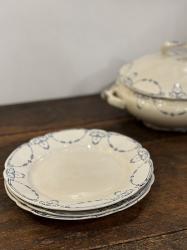 フランスアンティーク K&G LUNÉVILLE ブルーのガーランド模様 花リムプレート S