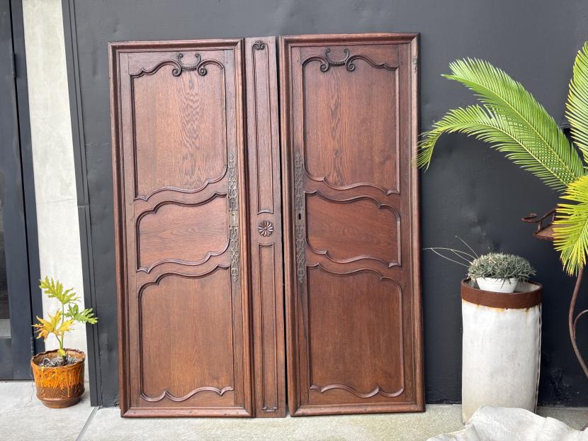 フランス アンティーク オークワードローブ ドアセット